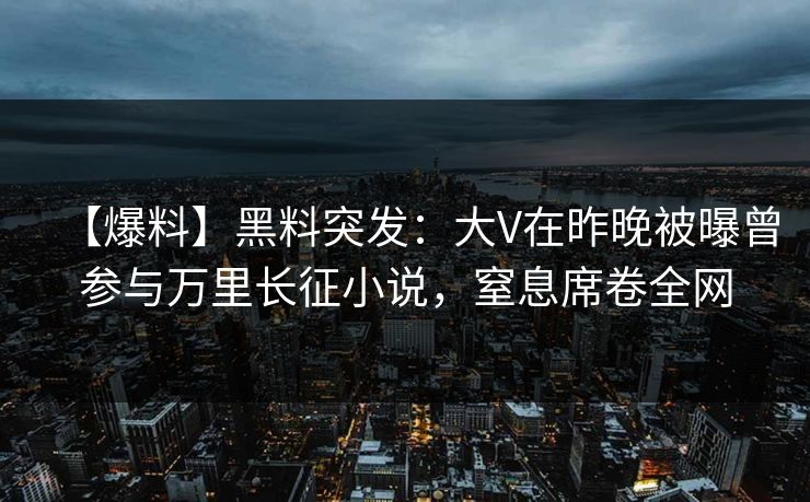 【爆料】黑料突发：大V在昨晚被曝曾参与万里长征小说，窒息席卷全网