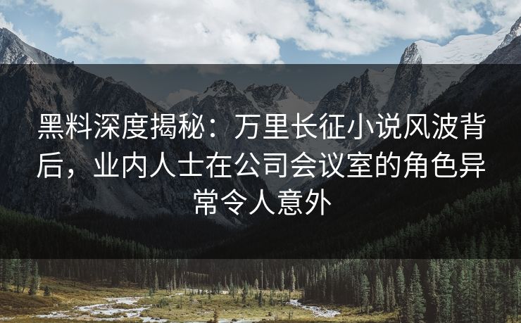 黑料深度揭秘：万里长征小说风波背后，业内人士在公司会议室的角色异常令人意外