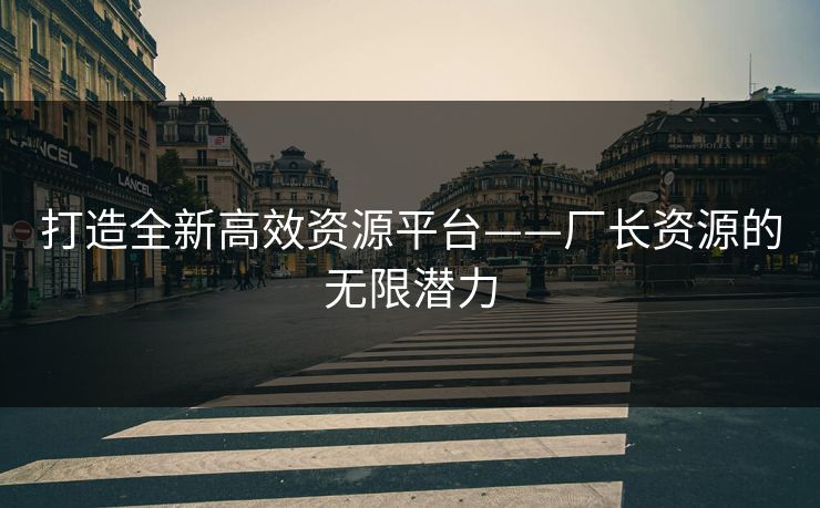 打造全新高效资源平台——厂长资源的无限潜力