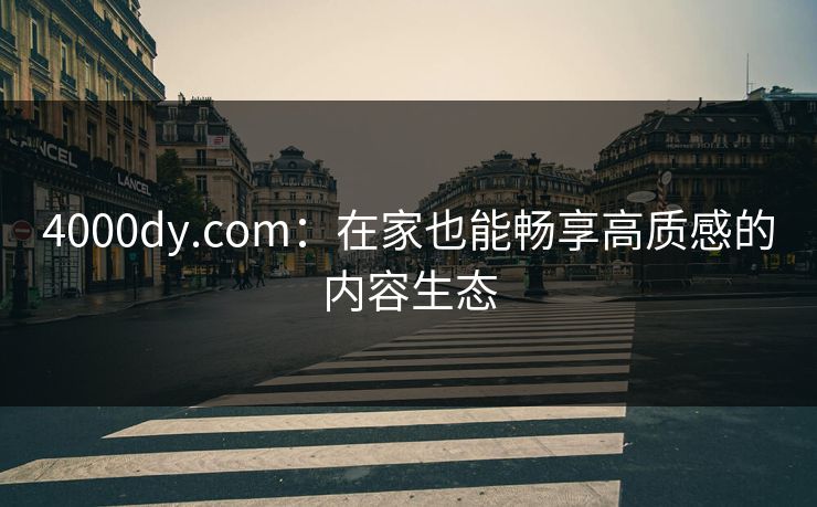 4000dy.com：在家也能畅享高质感的内容生态